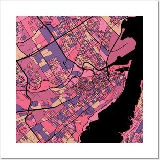 Quebec City Map Pattern in Purple & Pink Posters and Art